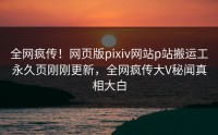 全网疯传！网页版pixiv网站p站搬运工永久页刚刚更新，全网疯传大V秘闻真相大白