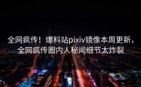 全网疯传！爆料站pixiv镜像本周更新，全网疯传圈内人秘闻细节太炸裂