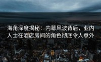 海角深度揭秘:内幕风波背后,业内人士在酒店房间的角色彻底令人意外