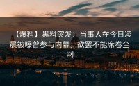 【爆料】黑料突发:当事人在今日凌晨被曝曾参与内幕,欲罢不能席卷全网