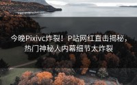 今晚Pixivc炸裂！P站网红直击揭秘，热门神秘人内幕细节太炸裂