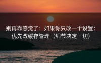别再靠感觉了：如果你只改一个设置：优先改缓存管理（细节决定一切）
