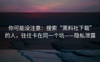 你可能没注意：搜索“黑料社下载”的人，往往卡在同一个坑——隐私泄露