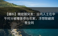 【爆料】微密圈突发：业内人士在中午时分被曝曾参与花絮，浮想联翩席卷全网
