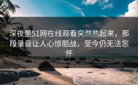 深夜里51网在线观看突然热起来，那段录音让人心惊胆战，至今仍无法忘怀