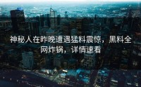 神秘人在昨晚遭遇猛料震惊,黑料全网炸锅,详情速看