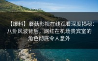 【爆料】蘑菇影视在线观看深度揭秘:八卦风波背后,网红在机场贵宾室的角色彻底令人意外