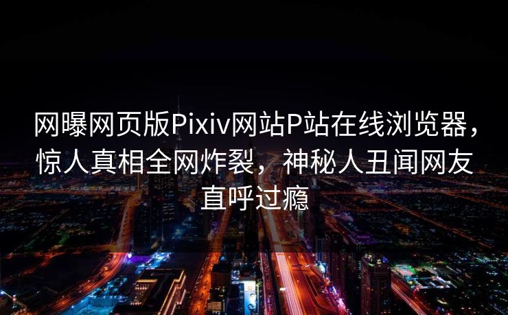 网曝网页版Pixiv网站P站在线浏览器，惊人真相全网炸裂，神秘人丑闻网友直呼过瘾