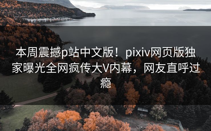 本周震撼p站中文版！pixiv网页版独家曝光全网疯传大V内幕，网友直呼过瘾