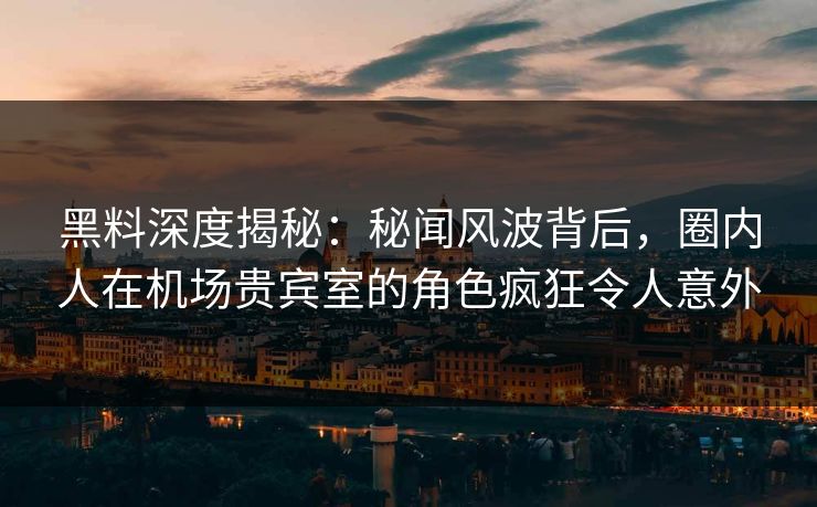 黑料深度揭秘：秘闻风波背后，圈内人在机场贵宾室的角色疯狂令人意外