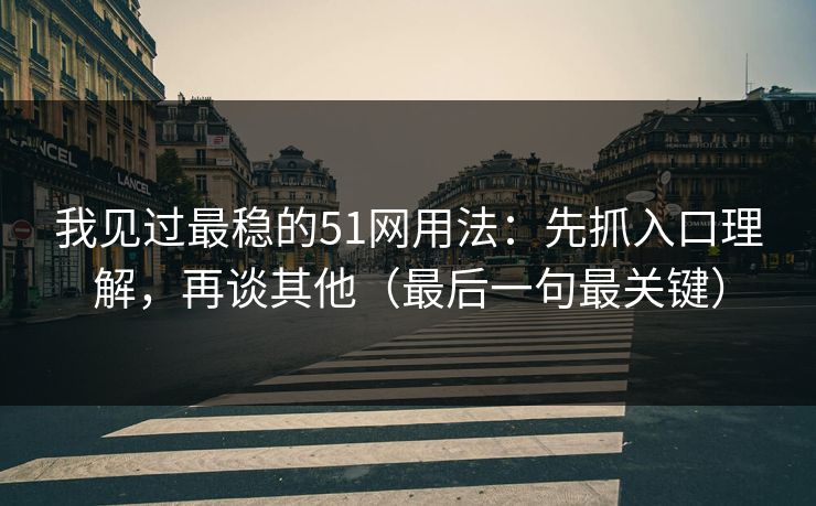 我见过最稳的51网用法：先抓入口理解，再谈其他（最后一句最关键）