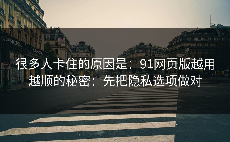很多人卡住的原因是：91网页版越用越顺的秘密：先把隐私选项做对